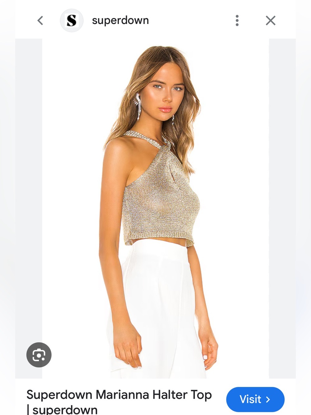 Superdown Marianna halter top gold knit - Picture 3 of 7